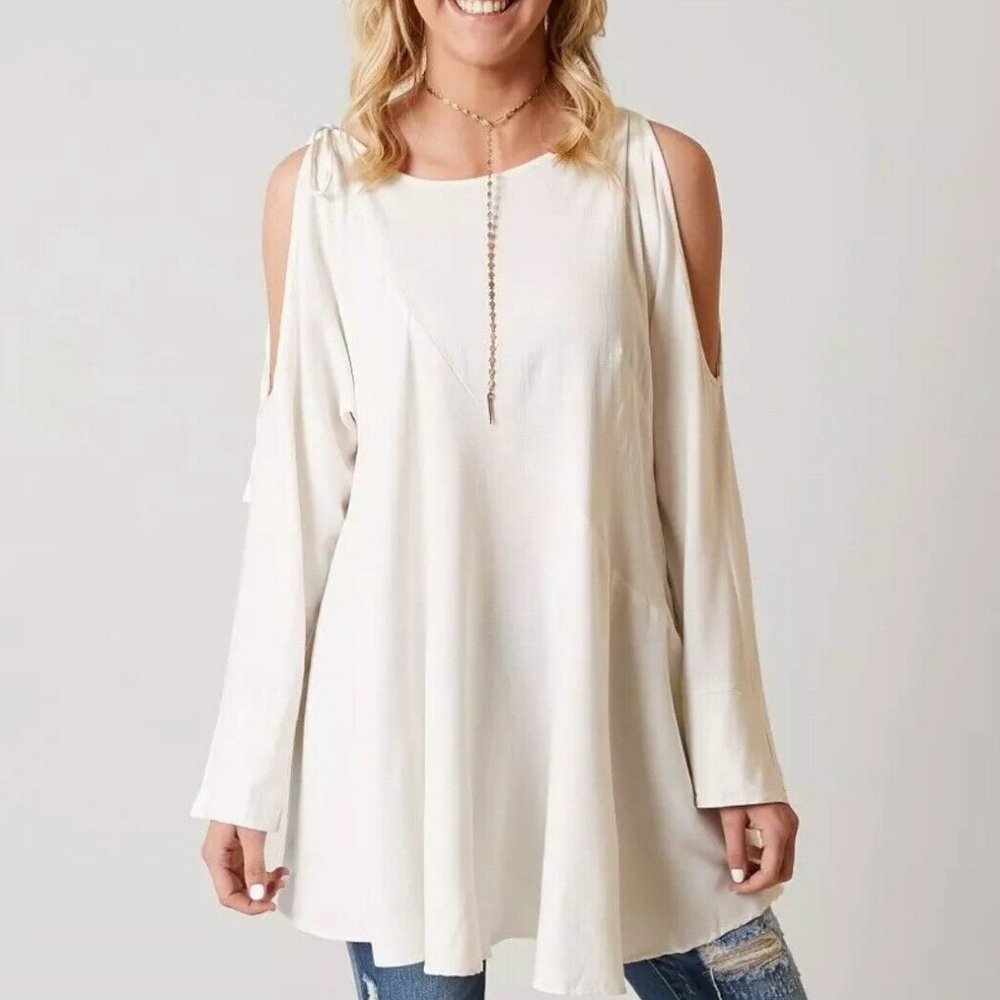 Free People White Clear Skies Solid Tunic   Size S